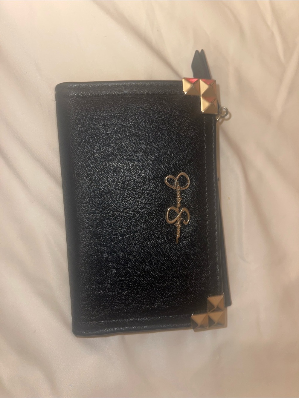 Jessica Simpson Black Bifold Wallet with Gold Hardware